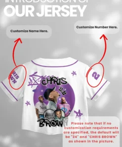 Alternative view of Personalized Chris Brown Breezy Bowl XX Tour 2025 Croptop Baseball Jersey, Breezy Bowl Croptop Baseball Jersey