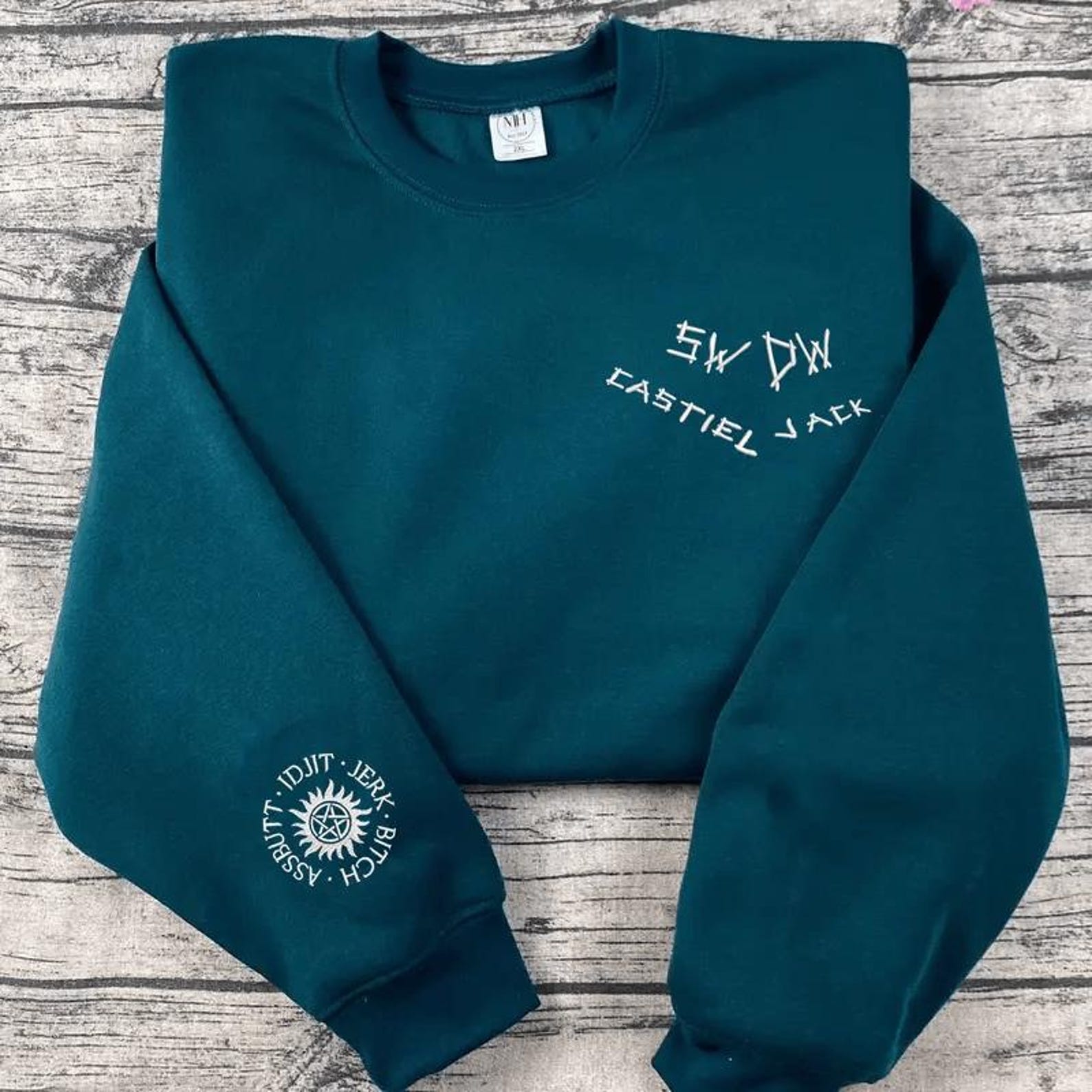 Supernatural Inspired Embroidered Sweatshirt – Castiel, Jack, SWDW Design, Anti-Possession Symbol, Fandom Gift, Unisex Crewneck - Image 4