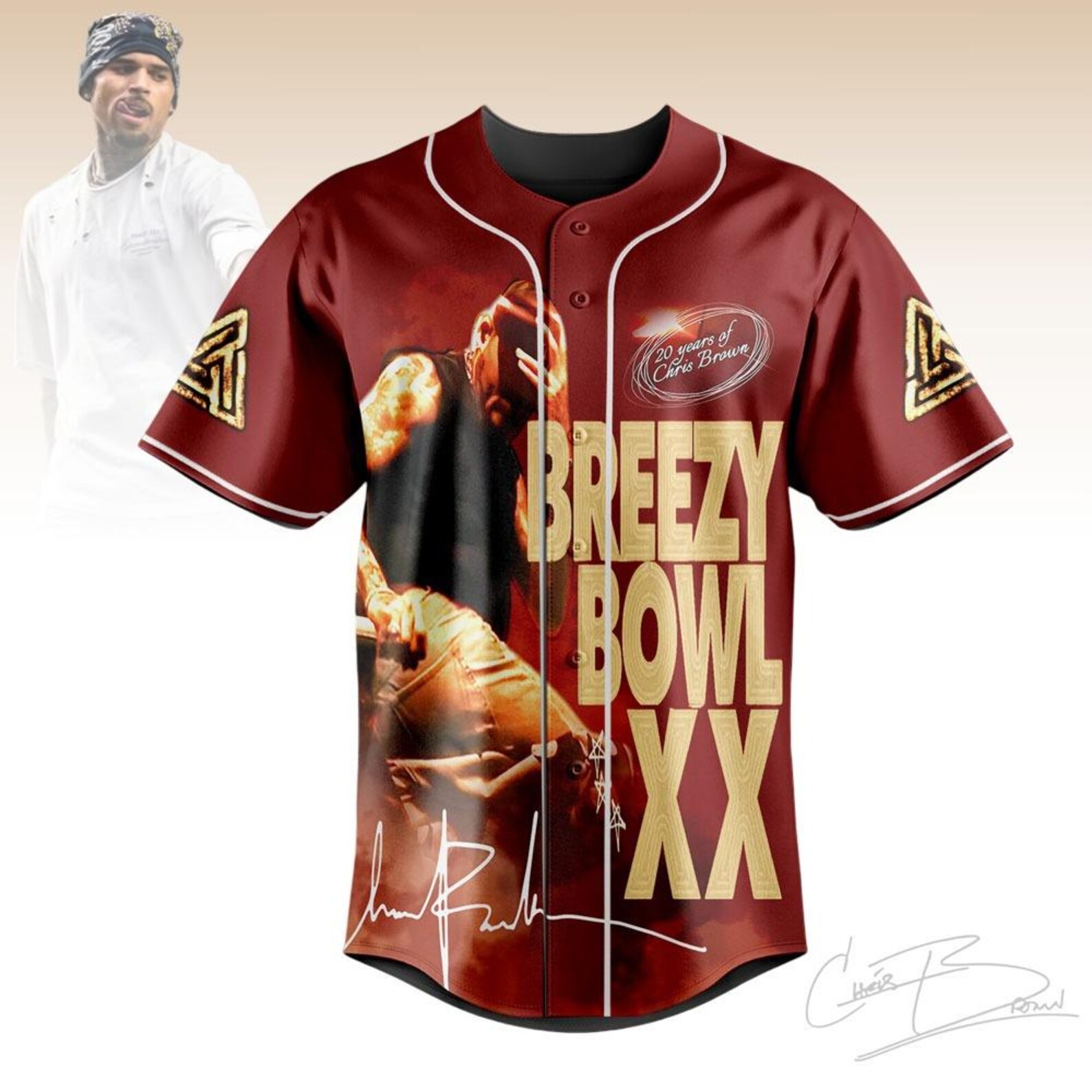 Breezy Bowl XX Tour 2025 Baseball Jersey, Chris Brown Jersey, Music Fan Gift Hip Hop Top 2025 - Image 2