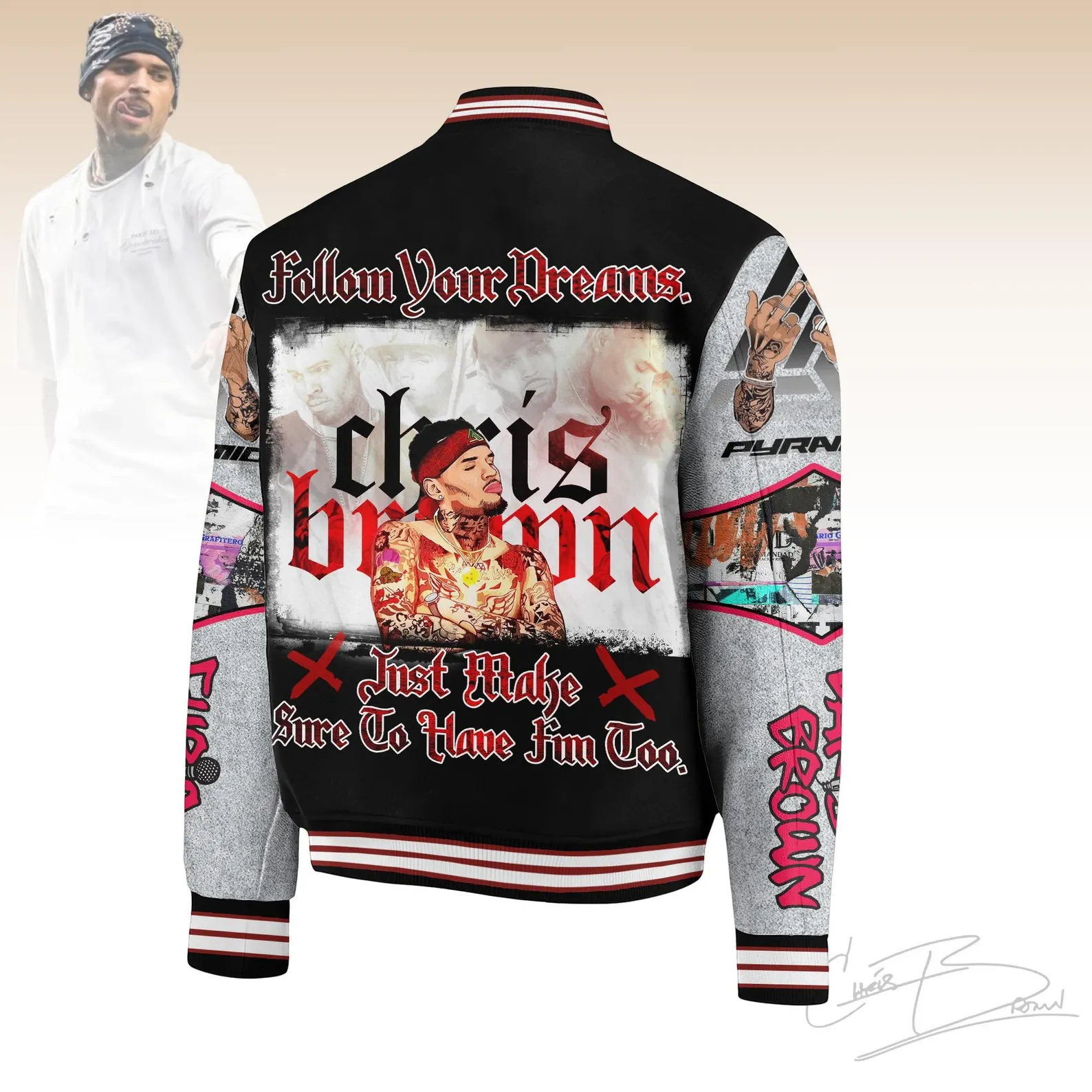 Chris Brown Music Tour XX 2025 Baseball Jacket, Breezy Bowl XX 2025 BaseBall Jacket - Image 2