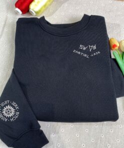 Alternative view of Supernatural Inspired Embroidered Sweatshirt – Castiel, Jack, SWDW Design, Anti-Possession Symbol, Fandom Gift, Unisex Crewneck