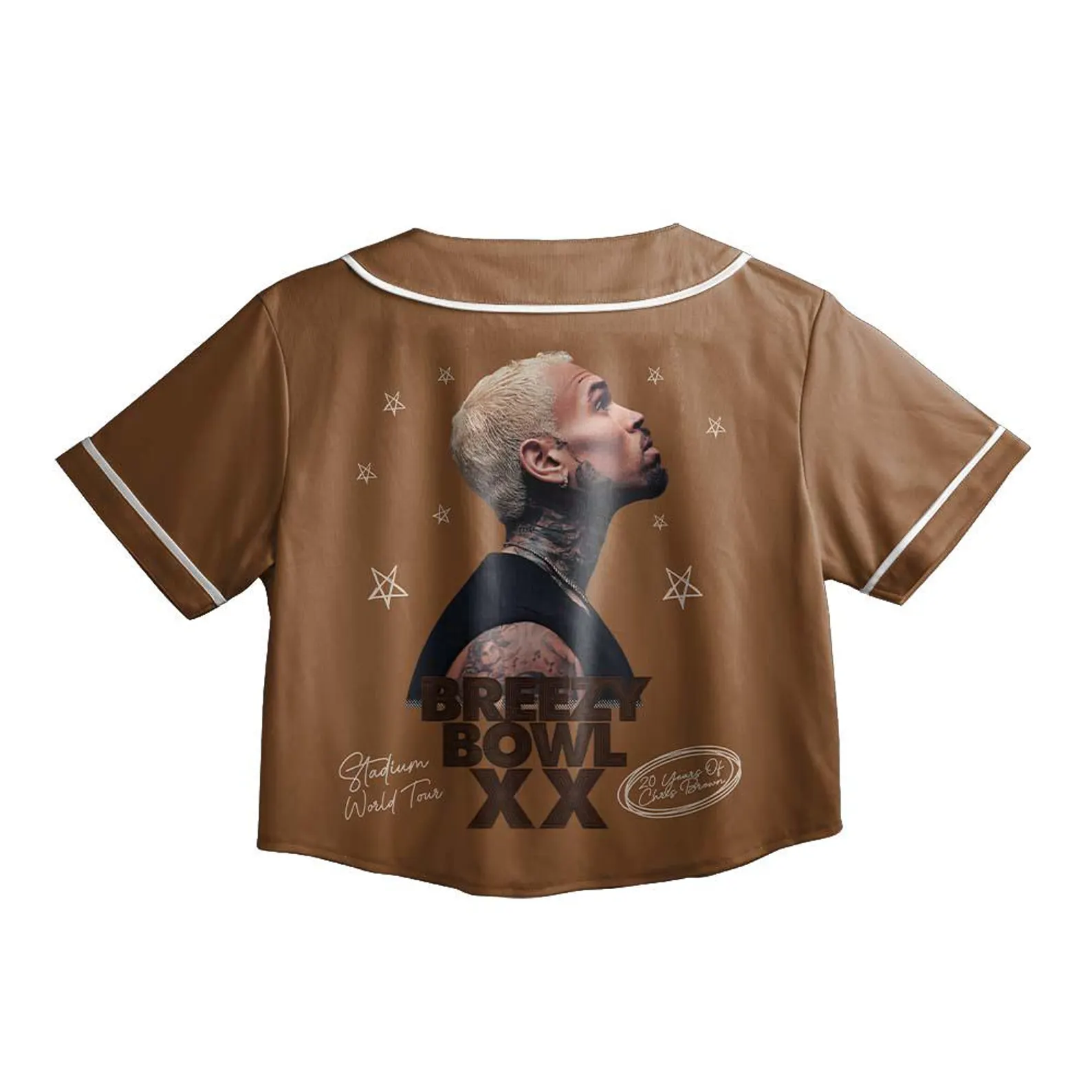 Chris Brown CropTop Baseball Jersey, Breezy Bowl XX Music Tour 2025 CropTop Baseball Jersey - Image 3