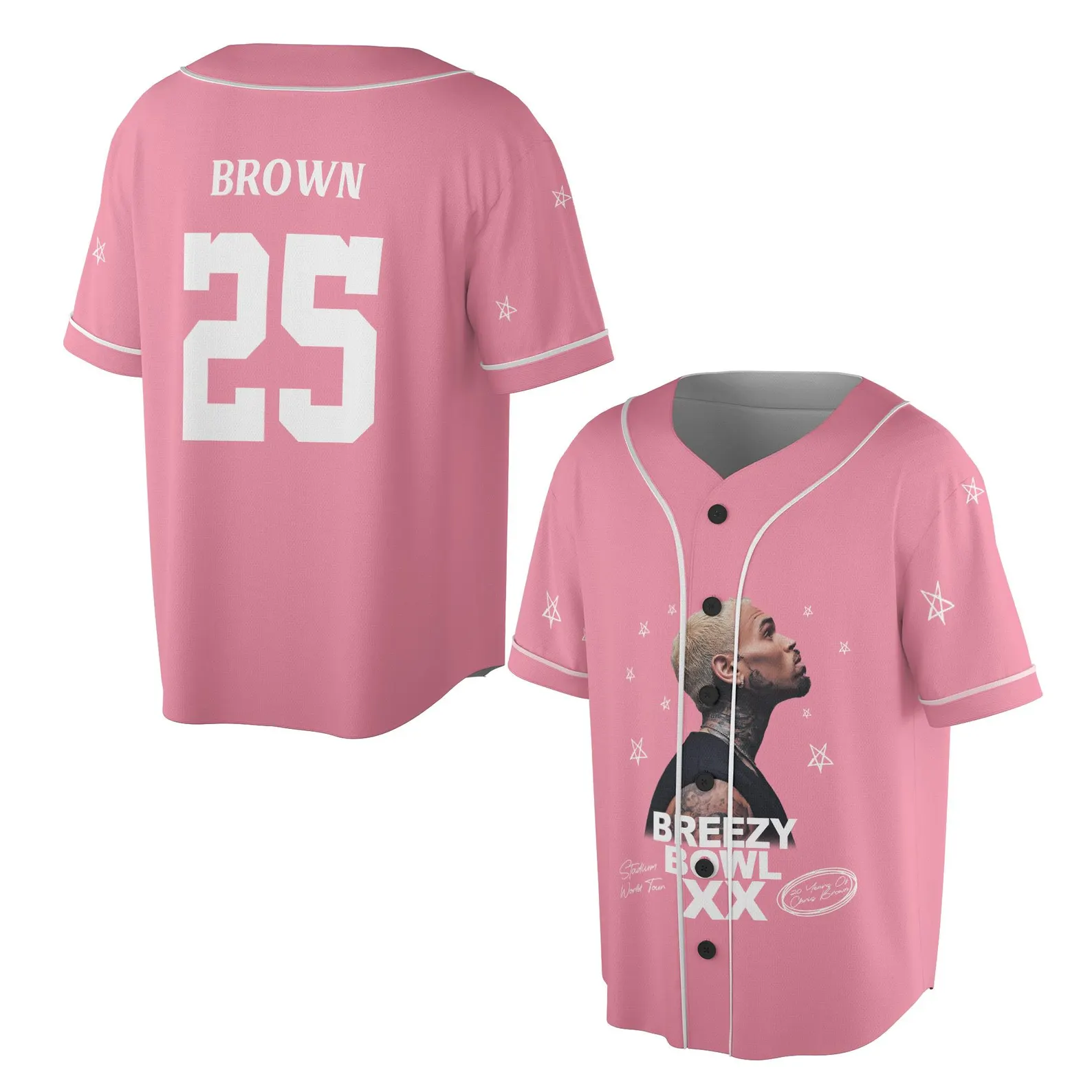 Personalized Chris Brown Tour 2025 Baseball Jersey, Chris Brown 2025 Baseball Jersey - Image 4