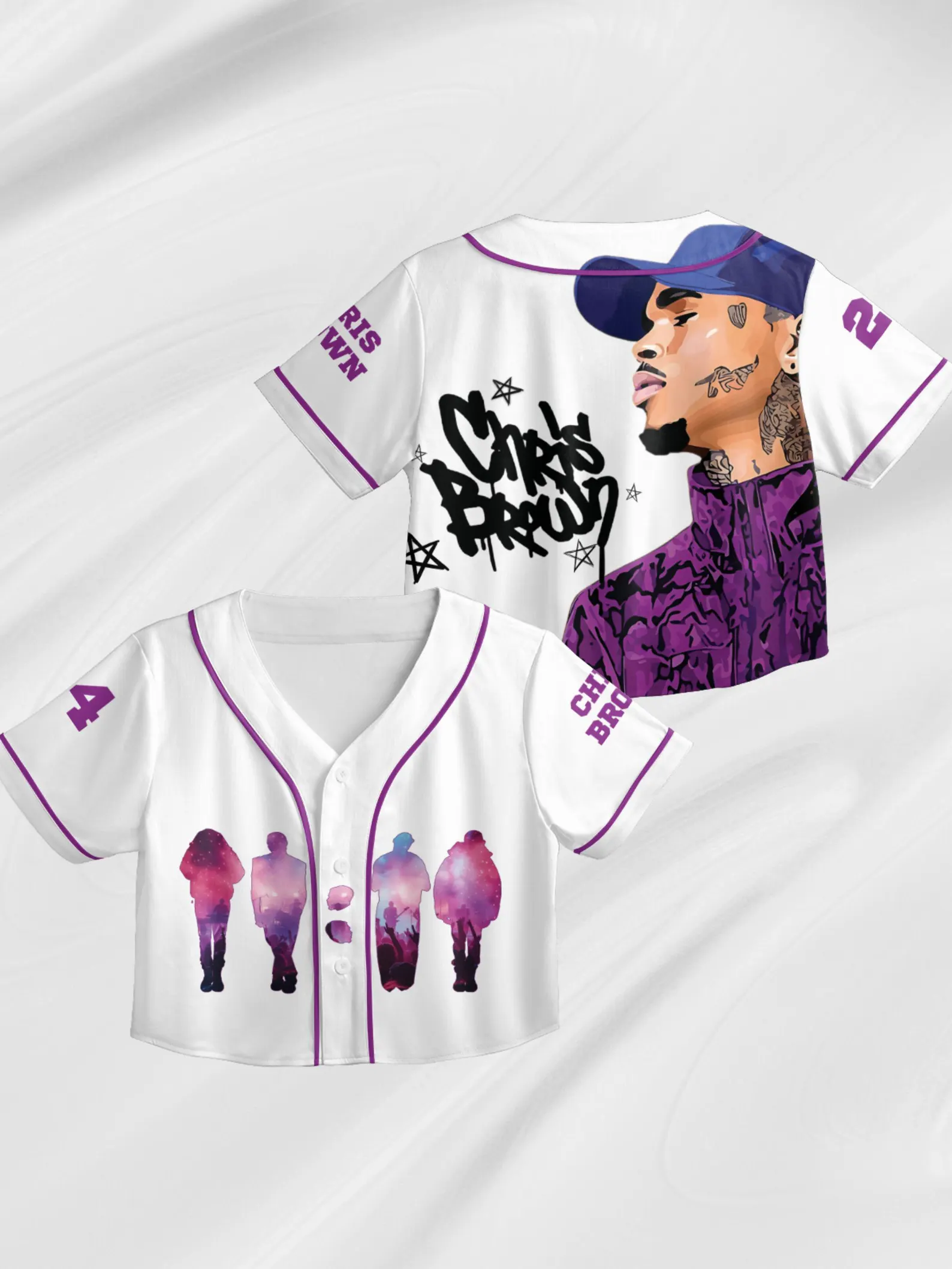 Custom Chris Brown CropTop Baseball Jersey, Breezy Bowl XX Music Tour 2025 CropTop Baseball Jersey - Image 6