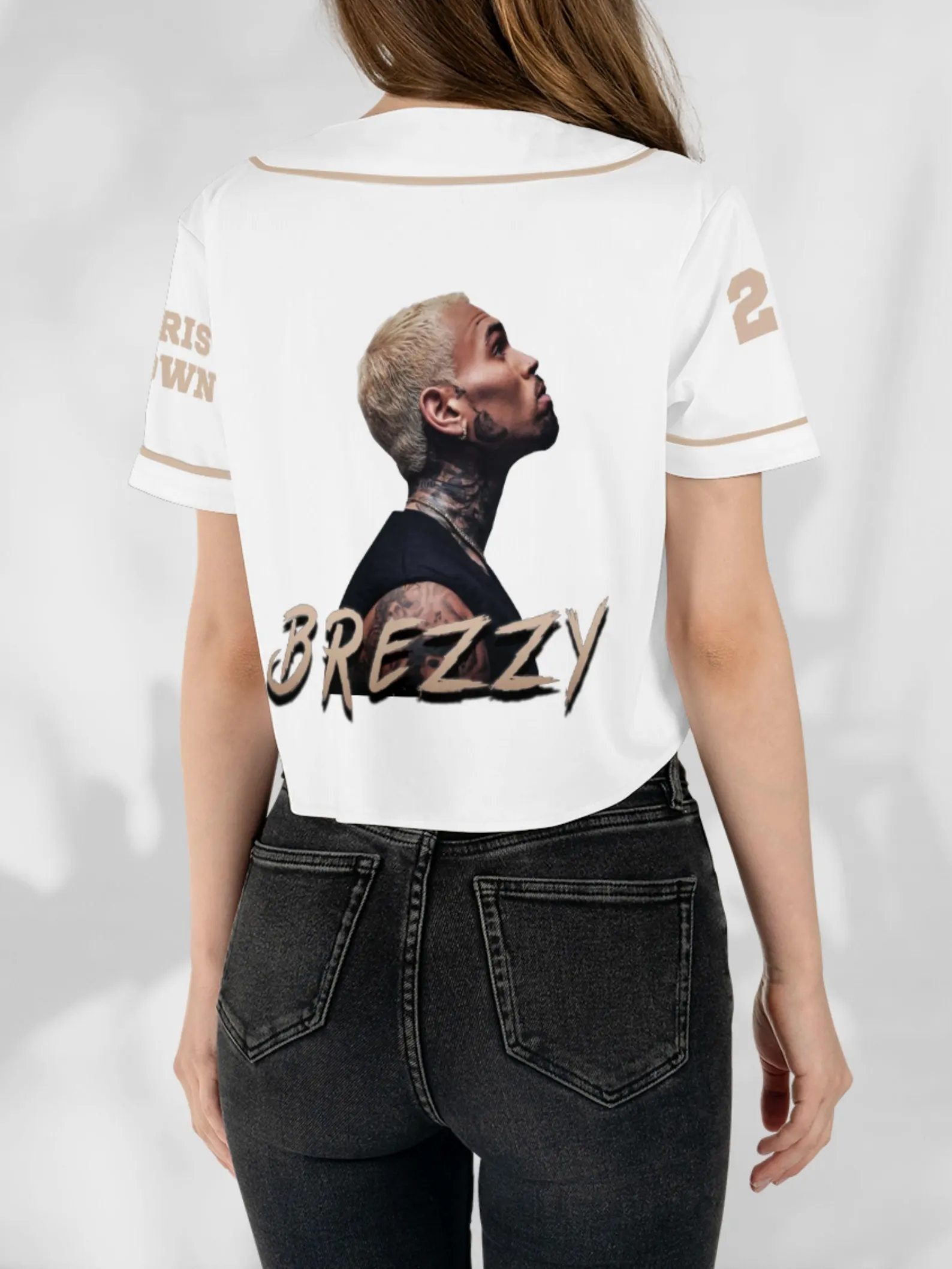 Custom Chris Brown CropTop Baseball Jersey, Breezy Bowl XX Music Tour 2025 CropTop Baseball Jersey - Image 6