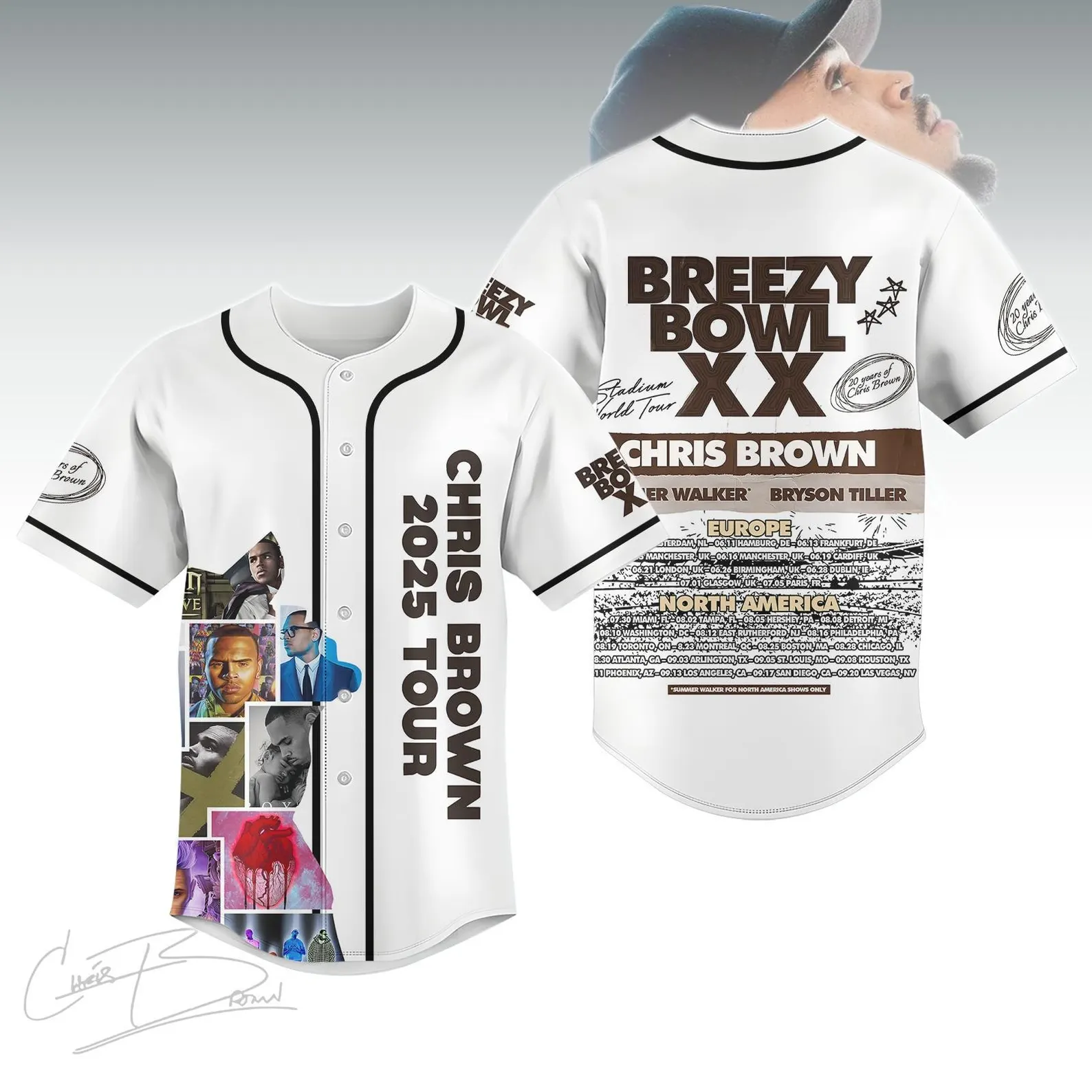 Chris Brown Tour Baseball Jersey, Breezy Bowl XX Tour 2025 Baseball Jersey - Image 4