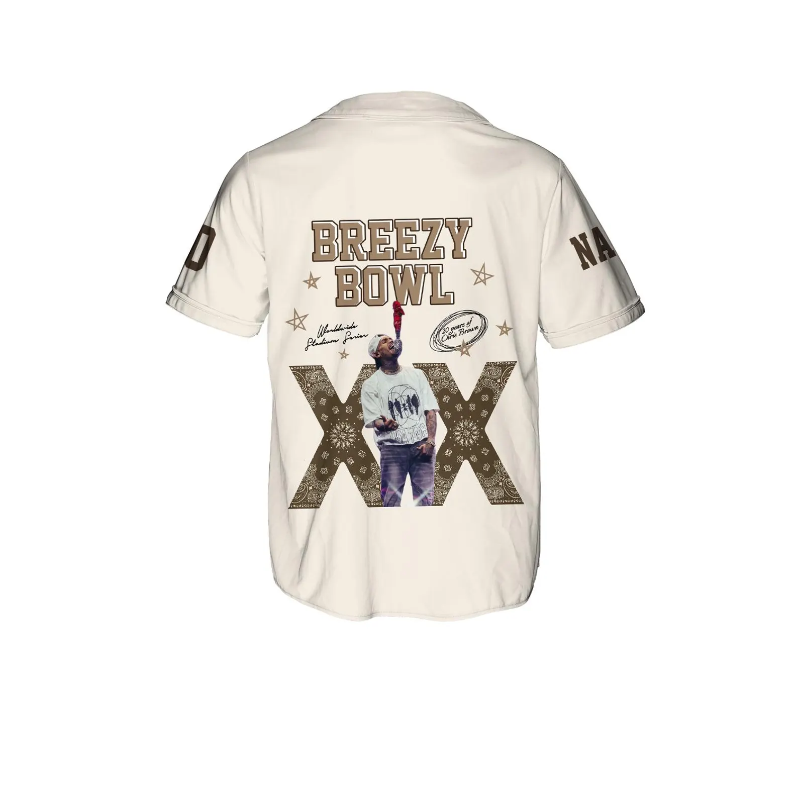 Custom Chris Brown Tour Baseball Jersey, Breezy Bowl XX Tour 2025 Baseball Jersey - Image 3
