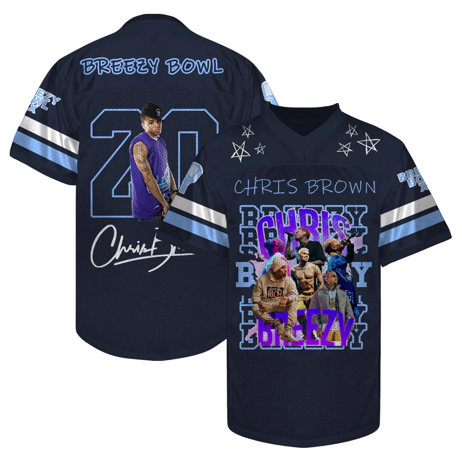 Custom Chris Brown Breezy Bowl Football Jersey, Breezy Bowl XX Tour 2025 Football Jersey - Image 3