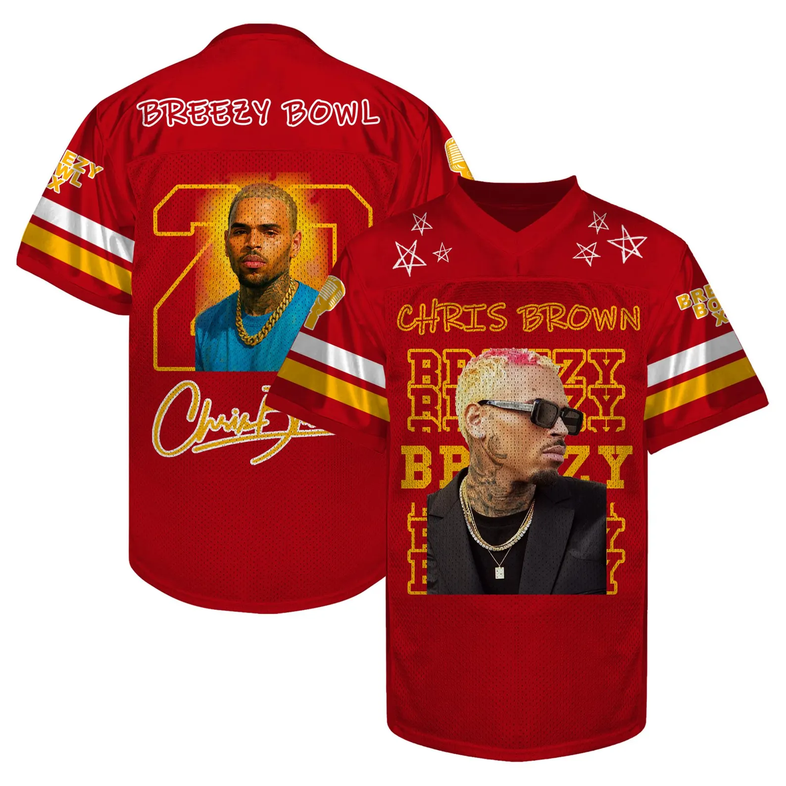 Custom Chris Brown Breezy Bowl Football Jersey, Breezy Bowl XX Tour 2025 Football Jersey - Image 3