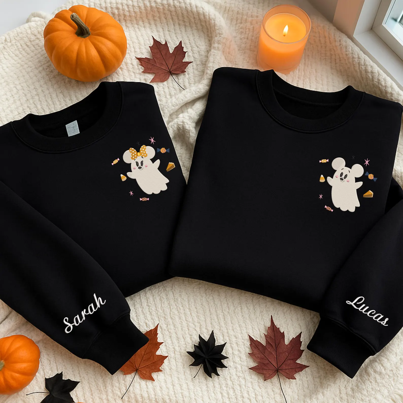 Halloween Mouse Embroidered Sweatshirt, Ghost Embroidered Shirt, Magic Kingdom Hoodie