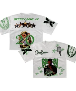 Alternative view of Custom Number Chris Brown World Tour Croptop Mesh Football, Concert 2025 Breezy Bowl XX Croptop Mesh Football