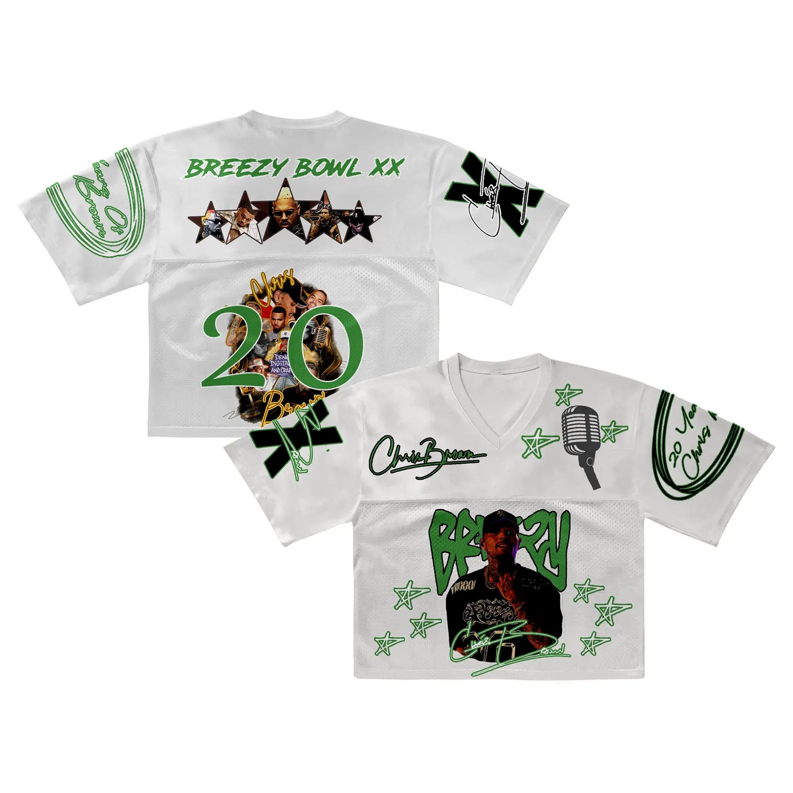 Custom Number Chris Brown World Tour Croptop Mesh Football, Concert 2025 Breezy Bowl XX Croptop Mesh Football - Image 2