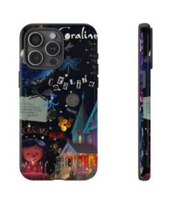 Coraline Horror Movie Phone Case, Retro Halloween Cartoon Phone Cover, phone 17, 16 15,14,13,12, Halloween Gift