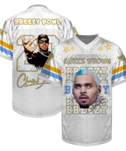 Custom Chris Brown Breezy Bowl Football Jersey, R&B Concert Merch Brown Breezy Bowl XX Tour 2025 Football Jersey