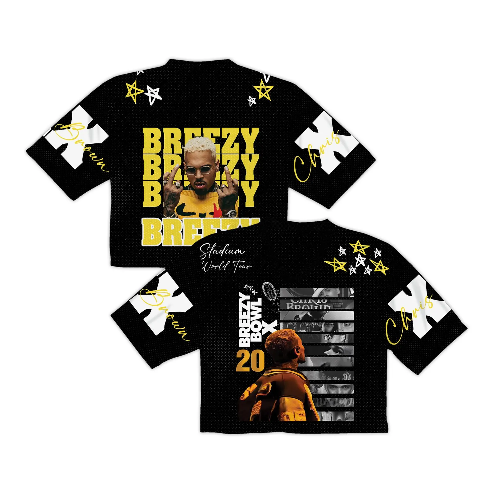 Chris Brown Croptop Mesh Football, Breezy Bowl Stadium World Tour 2025 Jersey For Fans Gift - Image 2