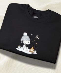 Alternative view of Christmas Embroidered Snoopy Crewneck Sweatshirt | Limited Edition Peanuts Winter Sweater | Cute Christmas Sweatshirt