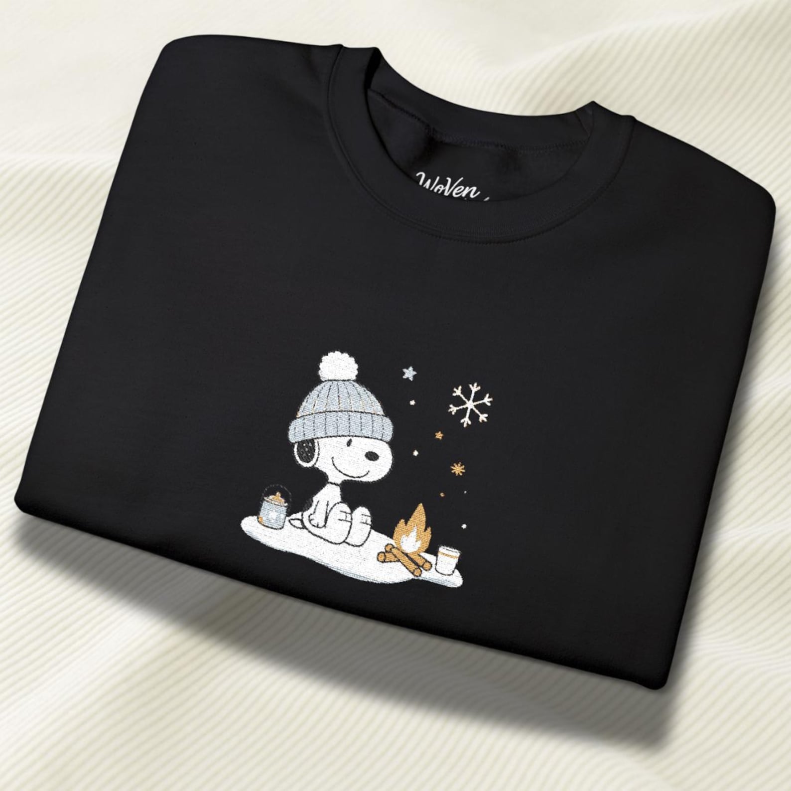 Christmas Embroidered Snoopy Crewneck Sweatshirt | Limited Edition Peanuts Winter Sweater | Cute Christmas Sweatshirt - Image 2