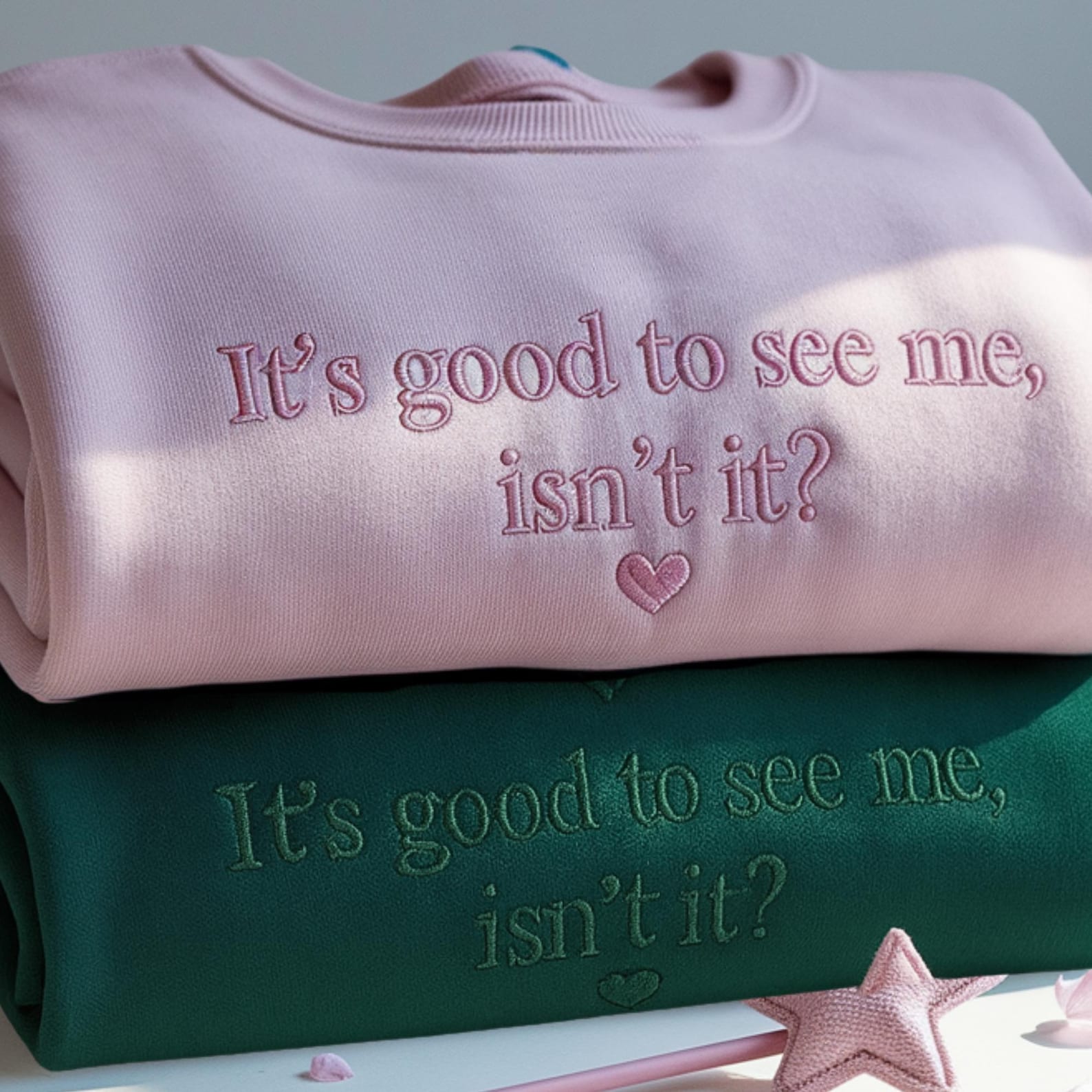 Embroidered Musical Theatre Crewneck: "It's Good To See Me, Isn't It Wicked" - Image 3
