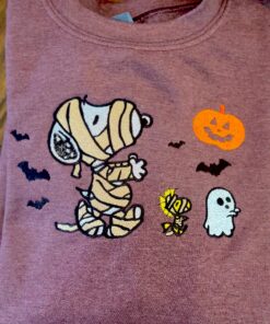 Alternative view of Spooky Cartoon Dog Embroidery Sweatshirt: Halloween Snoopy Shirt