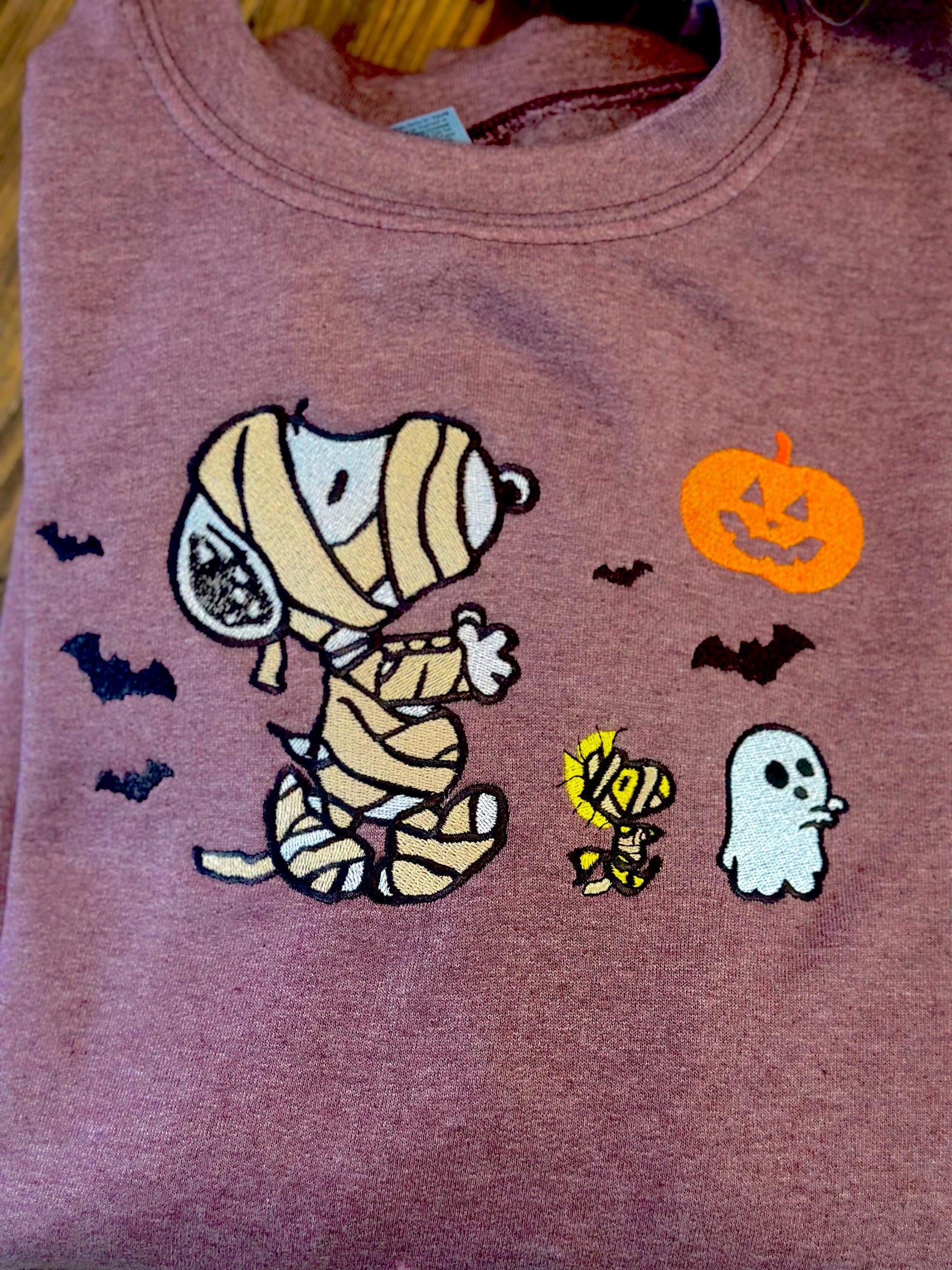 Spooky Cartoon Dog Embroidery Sweatshirt: Halloween Snoopy Shirt - Image 2
