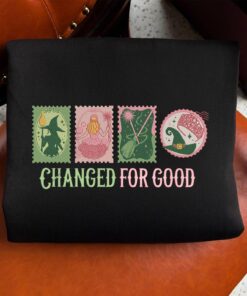 Alternative view of Wicked Changed For Good Embroidered Sweatshirt, Wizard Defying Gravity, Pink And Green Musical, Elphaba and Glinda Halloween