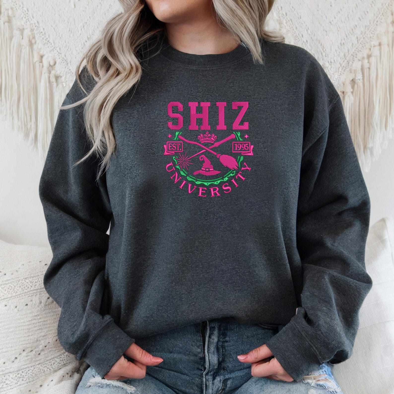 Embroidered Shiz Est 1995 Embroidered Sweatshirt, Wickeds Movie Shirt, Wizard Shiz University Tee, Defying Gravitiy, Changed For Good Shirt - Image 2