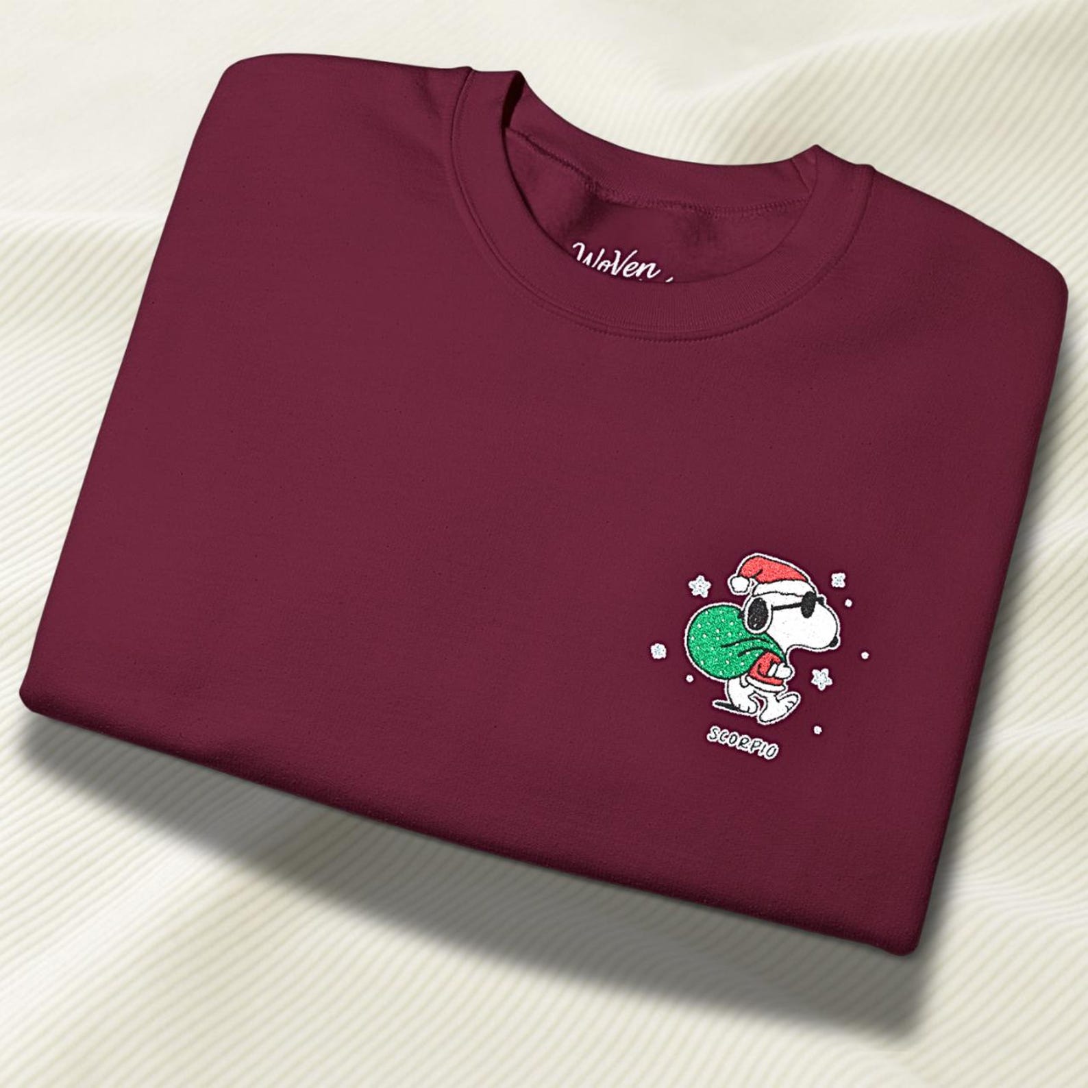 Christmas Embroidered Snoopy Crewneck Shirt/Sweatshirt/Hoodie, Limited Edition Peanuts Winter Sweater, Christmas Hoodie - Image 4