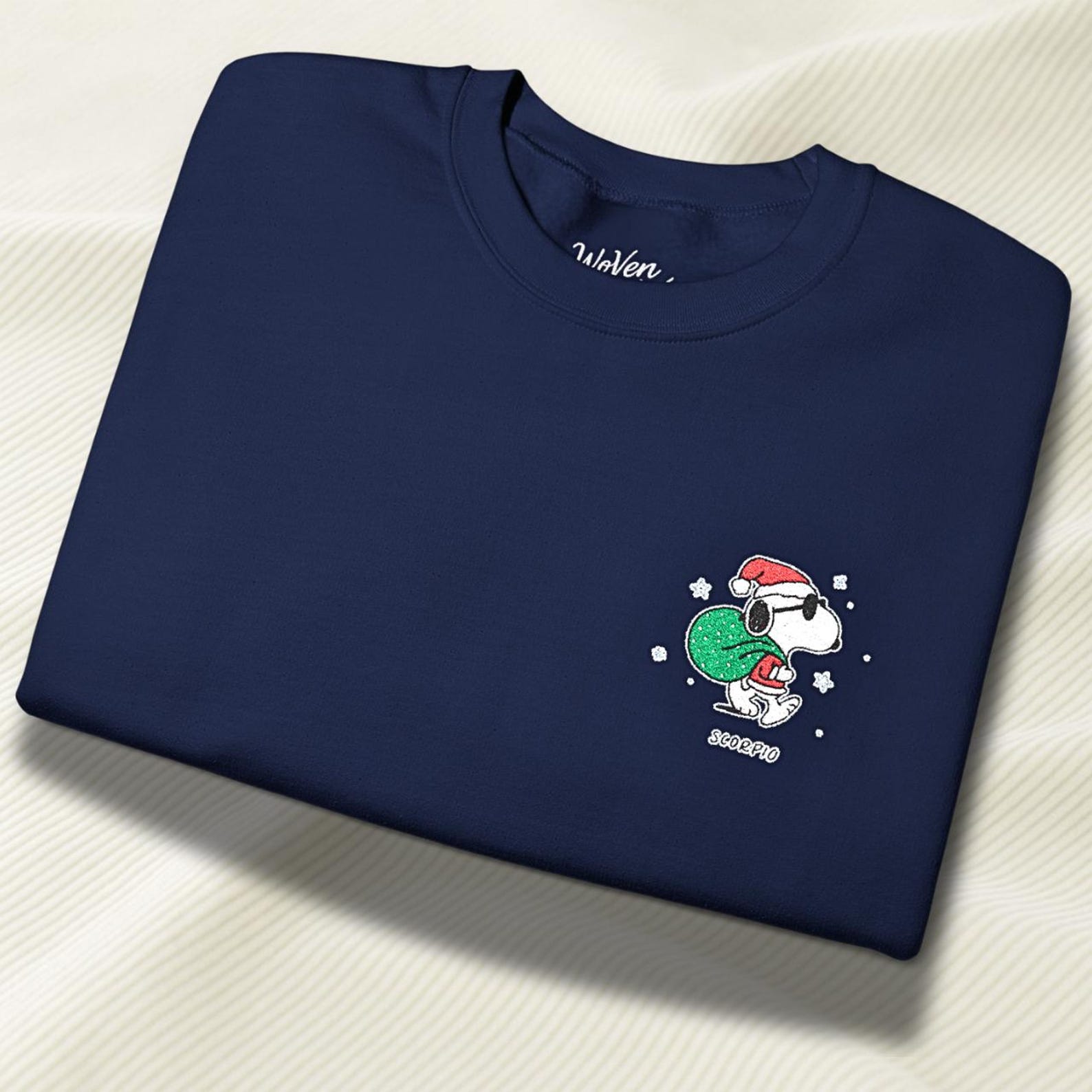 Christmas Embroidered Snoopy Crewneck Shirt/Sweatshirt/Hoodie, Limited Edition Peanuts Winter Sweater, Christmas Hoodie - Image 3