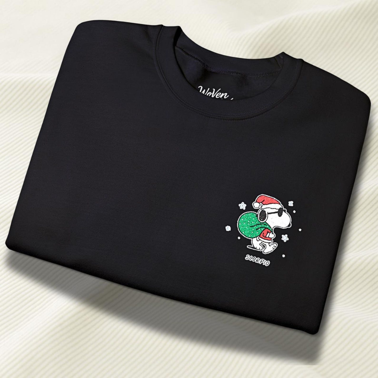 Christmas Embroidered Snoopy Crewneck Shirt/Sweatshirt/Hoodie, Limited Edition Peanuts Winter Sweater, Christmas Hoodie - Image 2