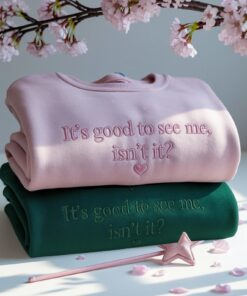 Alternative view of Embroidered Musical Theatre Crewneck: "It's Good To See Me, Isn't It Wicked"