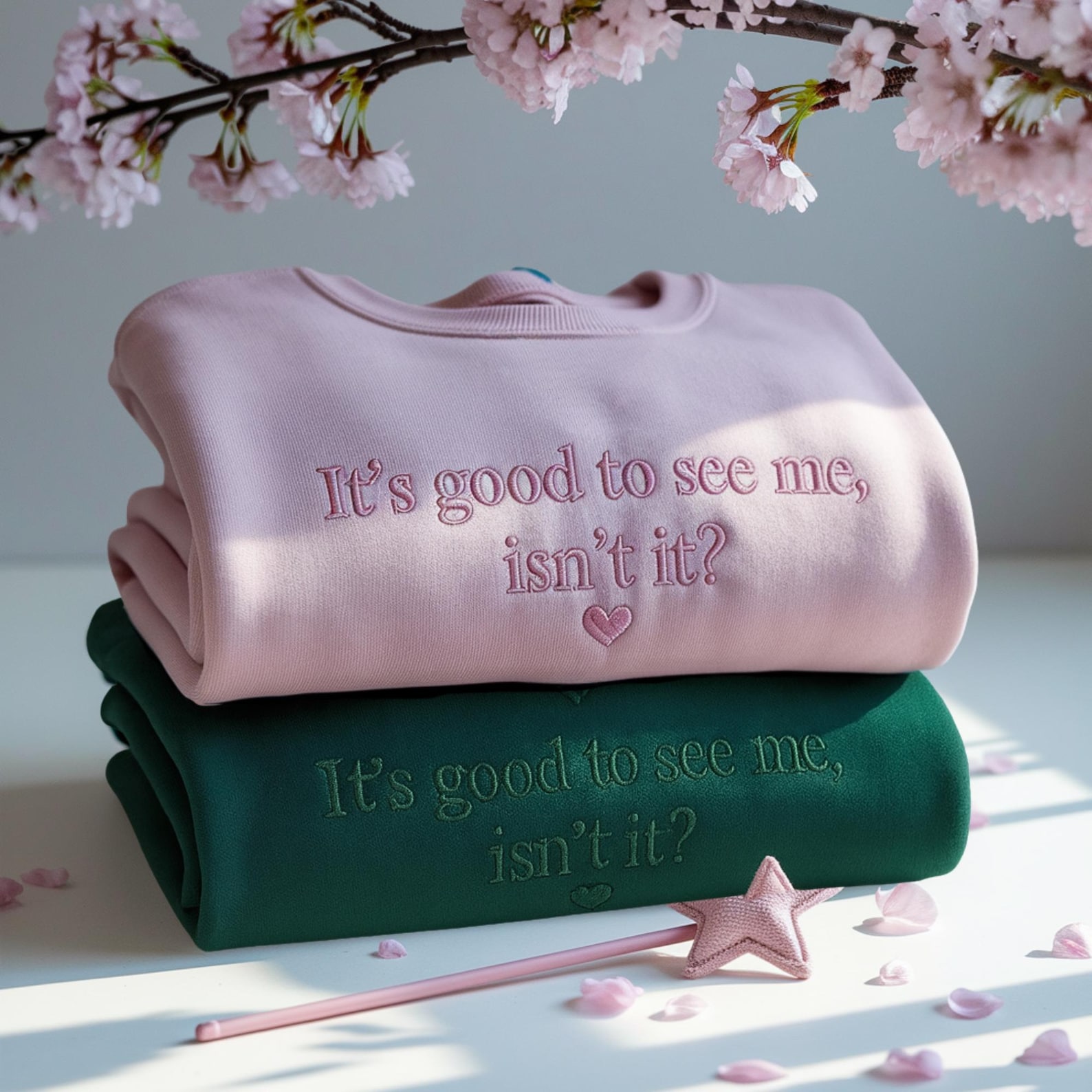 Embroidered Musical Theatre Crewneck: "It's Good To See Me, Isn't It Wicked" - Image 2