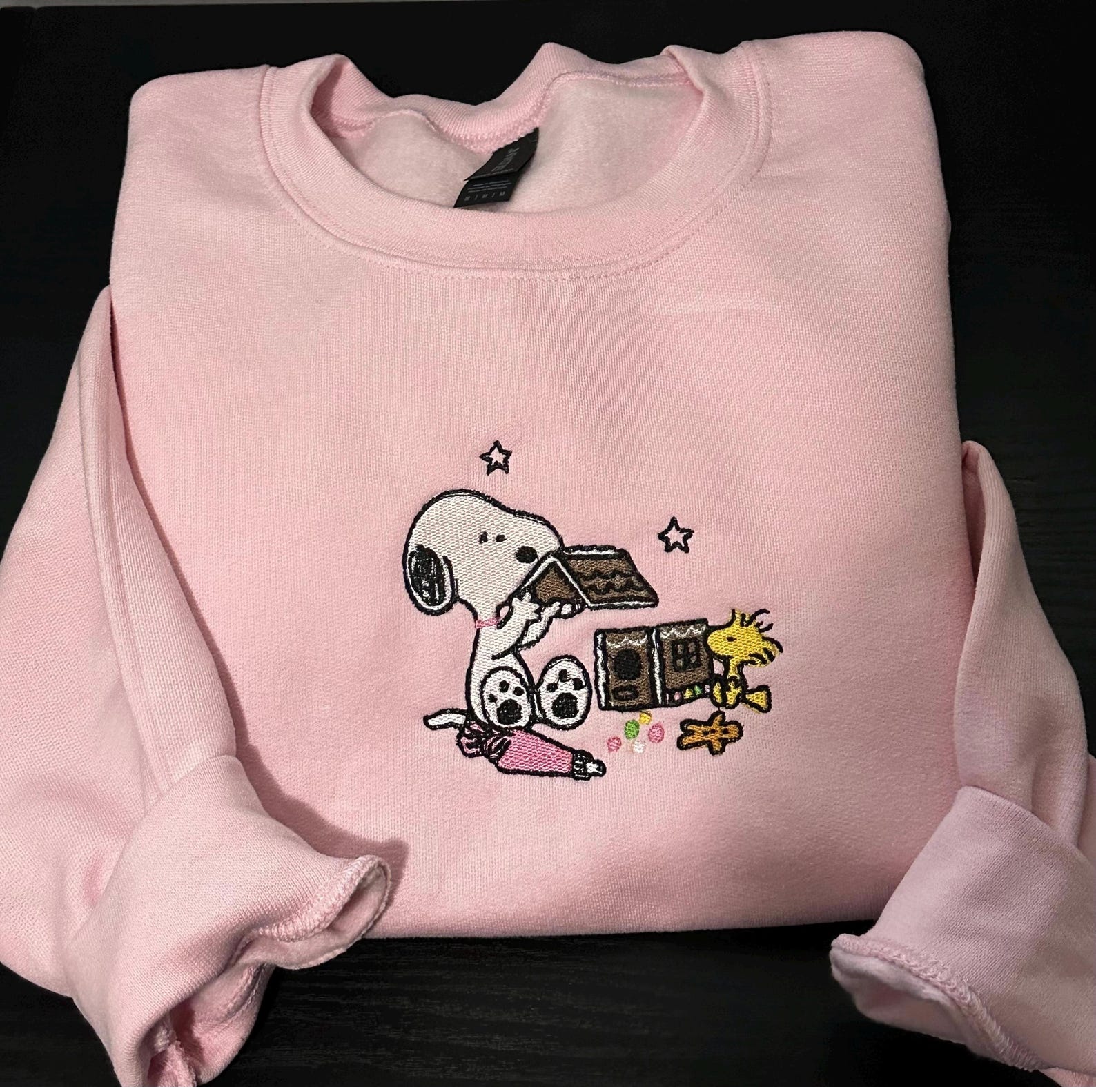 Cute Dog Christmas Embroidered Sweatshirt, Christmas Apparel dog shirt Gift cozy Sweatshirt Cookie House