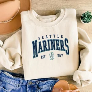 Embroidered Mariners Baseball Sweatshirt, Unisex Crewneck Pullover Sweatshirt