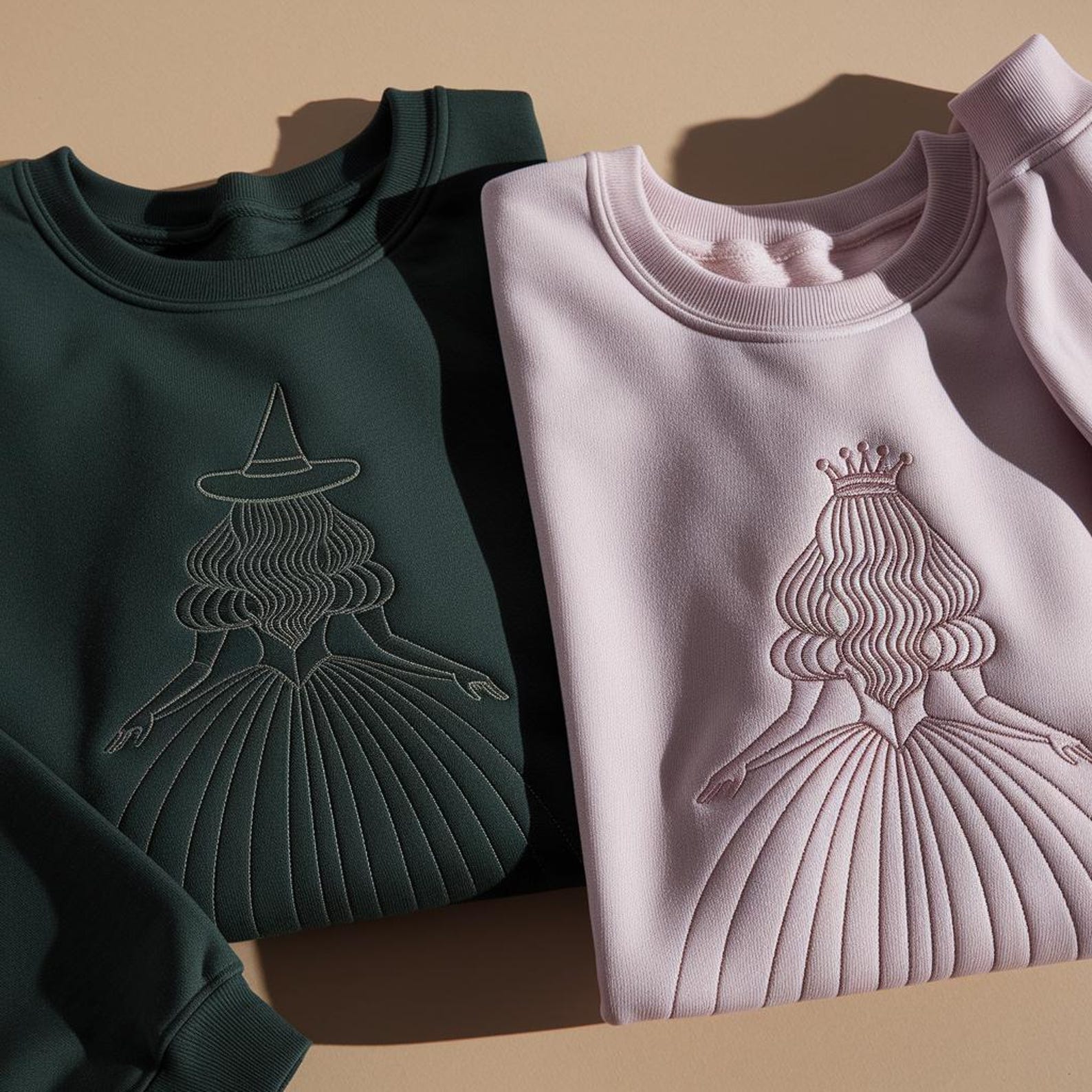 Embroidered Wicked Movie Inspired Pink & Green Couple Sweatshirt, Changed For Good Shirt, Wizard Of Oz Shirt, Wicked Birthday Girl Gifts Tee - Image 2