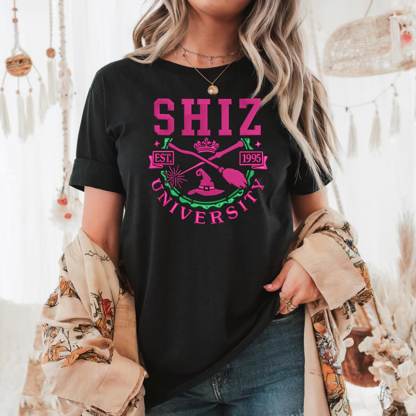 Embroidered Shiz Est 1995 Embroidered Sweatshirt, Wickeds Movie Shirt, Wizard Shiz University Tee, Defying Gravitiy, Changed For Good Shirt - Image 4