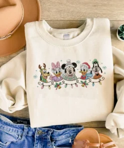 Embroidered Mickey And Friends Christmas Sweatshirt, Mickey Minnie Donald Goofy Pluto Xmas Sweatshirt