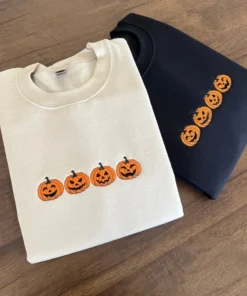 Embroidered Pumpkin Sweatshirt, Halloween Hoodie, Spooky Season Shirt