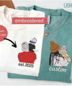 Alternative view of Custom Embroidered Portrait Sweatshirt From Photo, Personalized Dad Shirt, Family Portrait Shirt, Christmas Gift