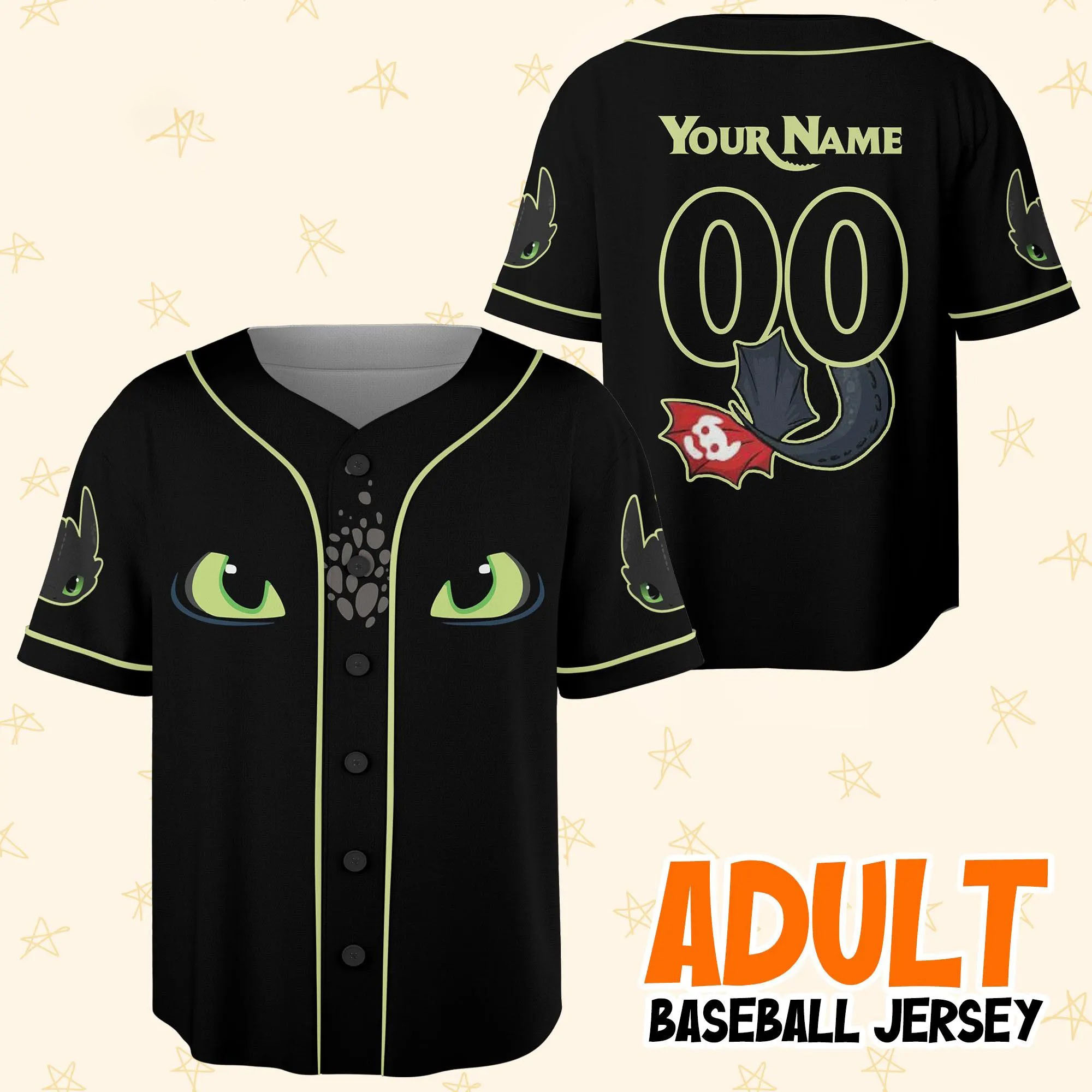 Personalized Toothless How To Train Your Dragon Baseball Jerseys, Toothless Light Fury, Epic Universe, Jersey for Kids Youth & Adults - Image 2
