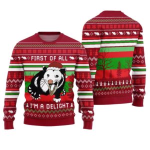 I'm a Delight Opossum Ugly Christmas Sweater - Grishko.com