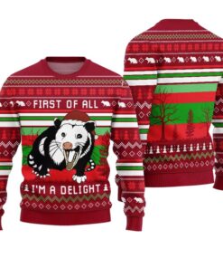 Alternative view of I'm a Delight Opossum Ugly Christmas Sweater 