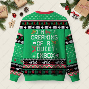 Alternative view of Iâ€™m Dreaming Of A Quiet Inbox Ugly Christmas Fuzzy Fleece Sweatshirt