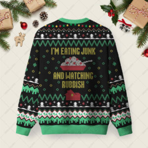 Alternative view of I'm Eating Junk and Watching Rubbish Ugly Christmas Fuzzy Fleece Sweatshirt