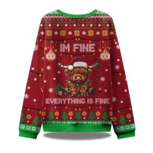 Alternative view of I'm Fine Everything Is Fine Ugly Christmas Sweater