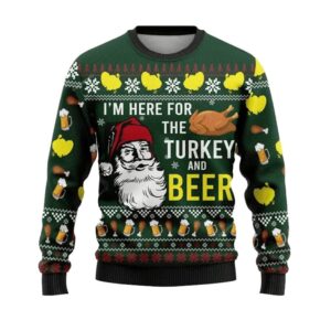 Alternative view of I'm Here For The Turkey and Beer Ugly Christmas Sweater - Grishko.com