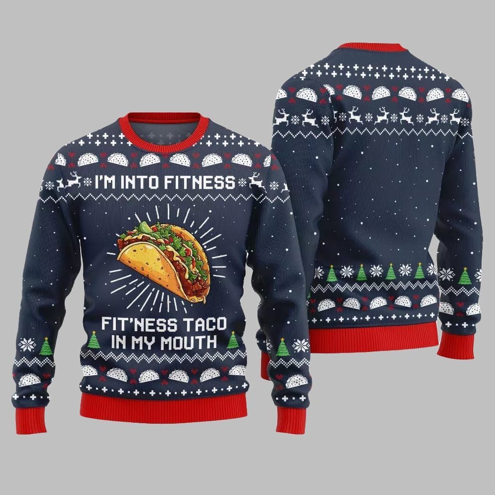 Im Into Fitness Fitness Taco In My Mouth Ugly Sweater Christmas 2025 - Image 5