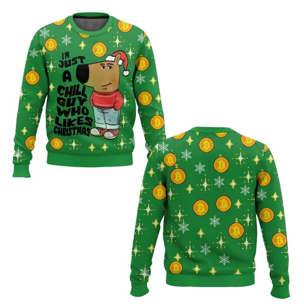 I'm Just a Chill Guy Who Likes Christmas Meme Ugly Sweater - Image 3