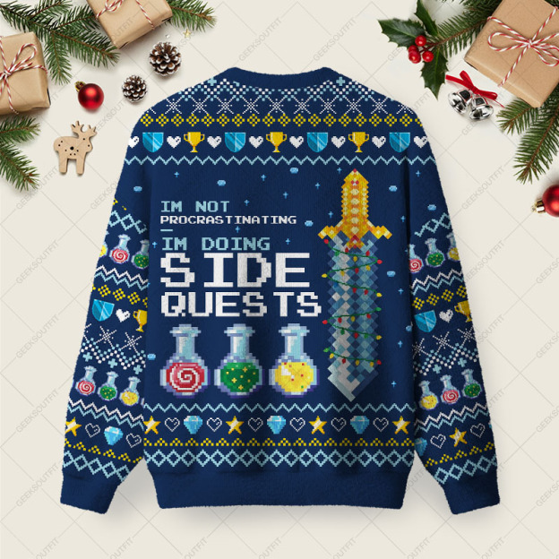 Alternative view of Im Not Procrastinating Ugly Christmas Fuzzy Fleece Sweatshirt