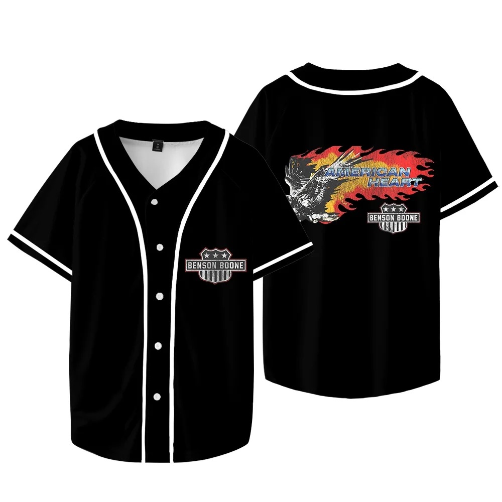 Custom Color Benson Boone American Heart Baseball Jacket Tee Women Men V-neck Short Sleeve Shirts - Image 5