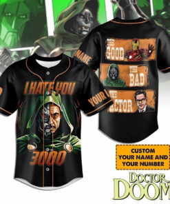 Custom I Hate You 3000 Doctor Doom Baseball Jersey
